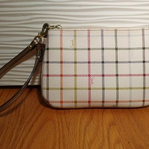COACH Heritage Tattersall Plaid Multicolor Stripes Wristlet. 